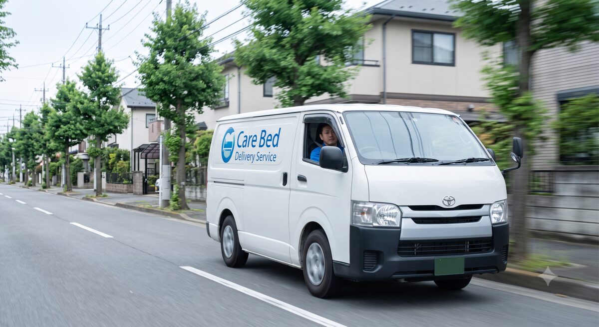 介護ベッドを配送するRe介護事業部の配送車両